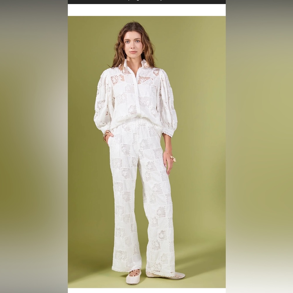 English Factory Ivory Embroidered Pants - Picture 4 of 5